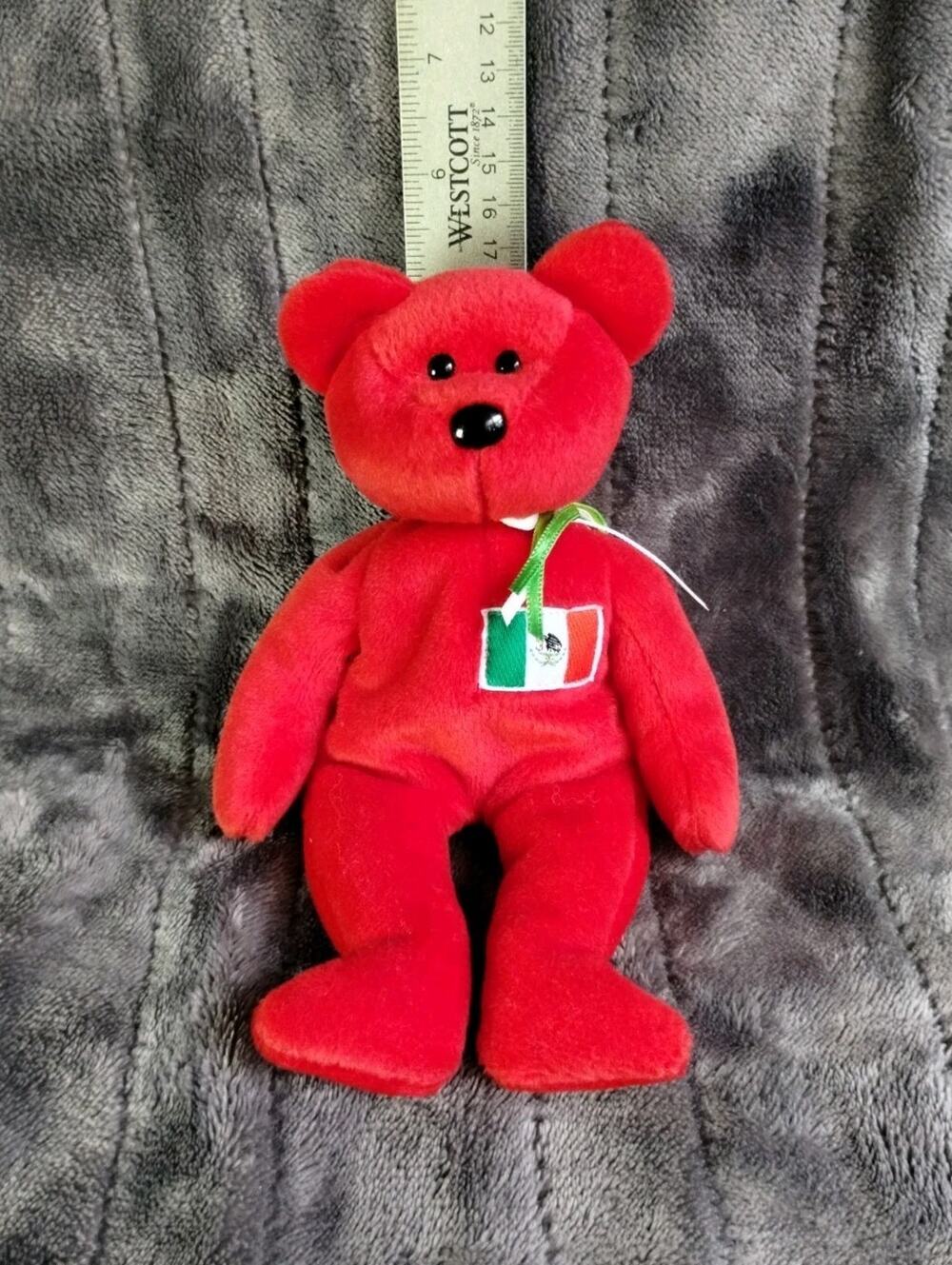 Ty Beanie Baby Osito Bear Plush Red Mexico Flag 8.5" Tags